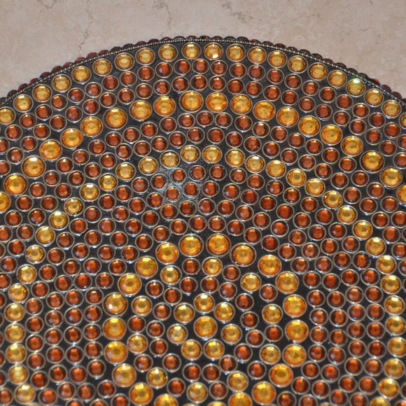 KIM SEYBERT HOLIDAY FALL BROWN GOLD CRYSTAL BEADED PLACEMAT CHARGER CENTERPIECE - Picture 2 of 10